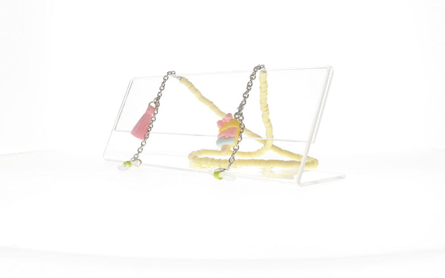 Fifi's World FK010 FIO KIDS AMARELO PASTEL GELADO POMPOM ROSA