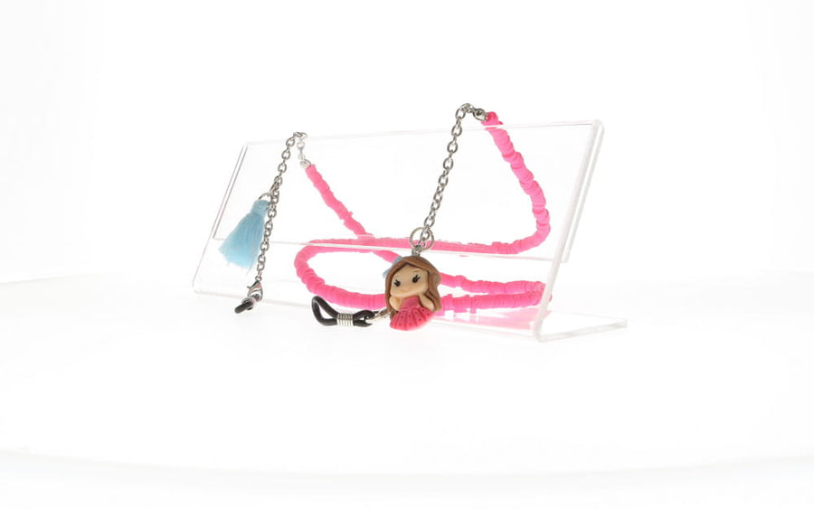Fifi's World FK010 FIO KIDS ROSA CHOQUE C/ BONECA E POMPOM AZUL