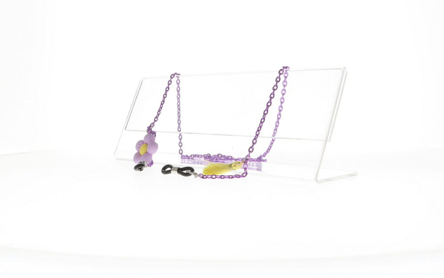 Fifi's World FK006 FIO KIDS CORRENTE LILAS C/FLOR E POMPOM AMARELO