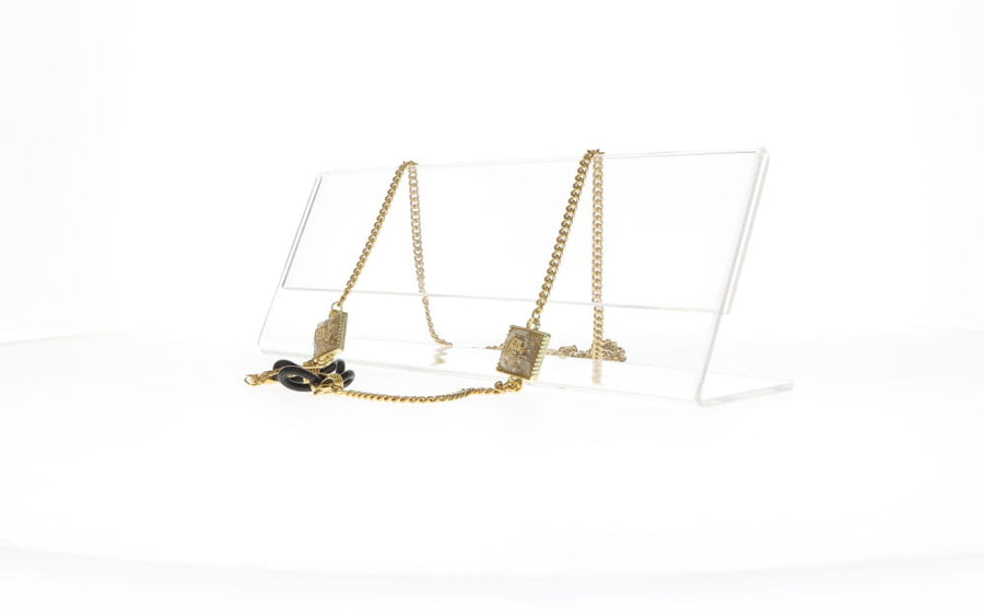 Fifi's World F EL 002 FIO CORRENTE DOURADO QUADRADOS BEGE