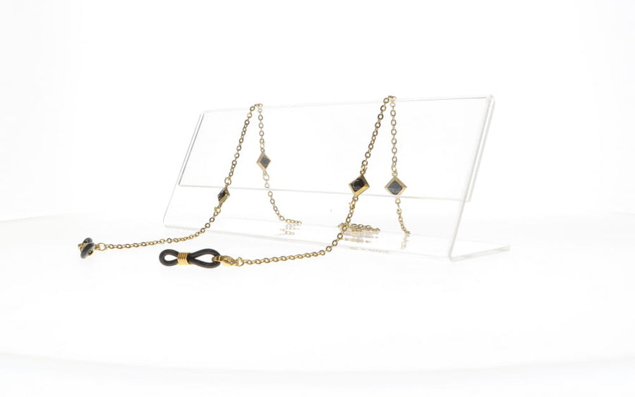 Fifi's World FEL 010 FIO CORRENTE DOURADO LOSANGULOS PRETO